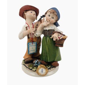 Capodimonte Giuseppe G. Pezzato Italy Boy Lyre Girl Picnic Basket Figurine